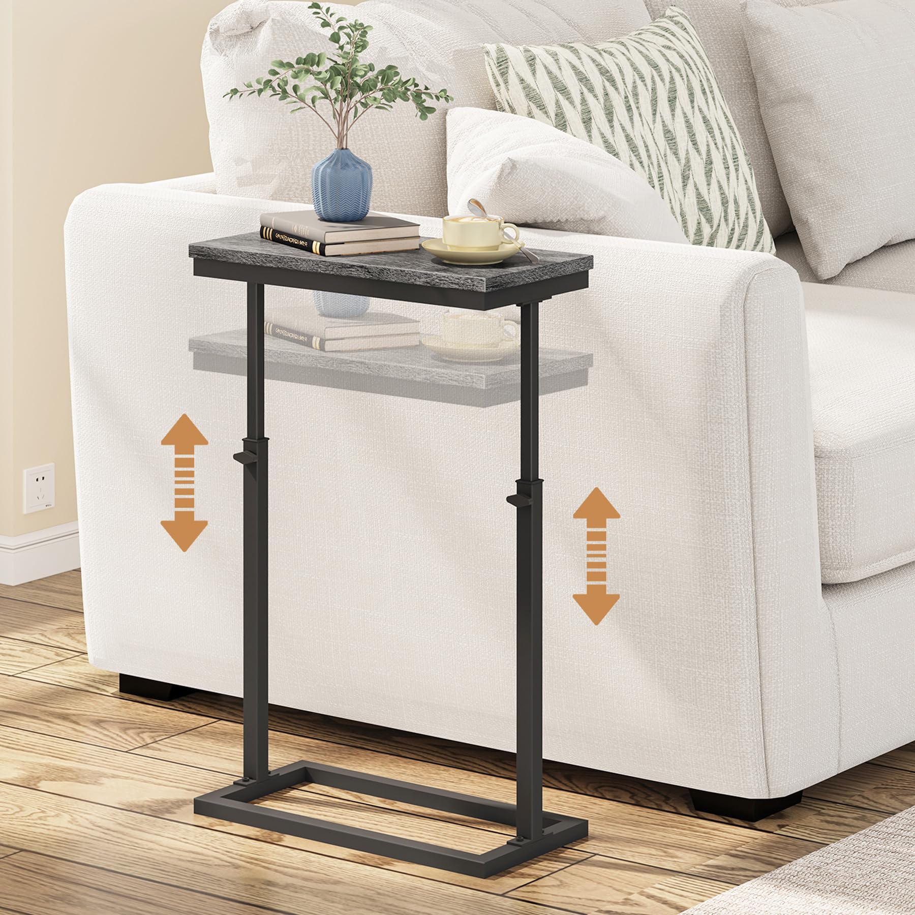 Photo 1 of TUTOTAK End Table, Side Table, Tall Couch Table, Sofa Table, Living Room, Bedroom, Grey TB01BY083