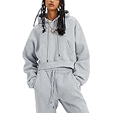 Ziqoty Women's 2pc Airport Outfits Casual Hoodie Fleece Tracksuit Sweatshirt Pullover Jogging Pants Pockets