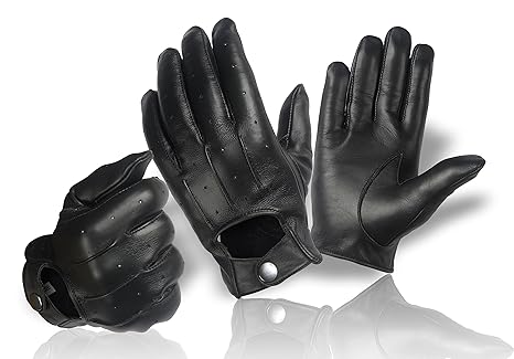 m.i.r.o.s Echt Leder Damen Handschuhe zum knöpfen klassisch | Herren Lederhandschuhe | Autofahrer Motorrad Reiten | Größe: S 