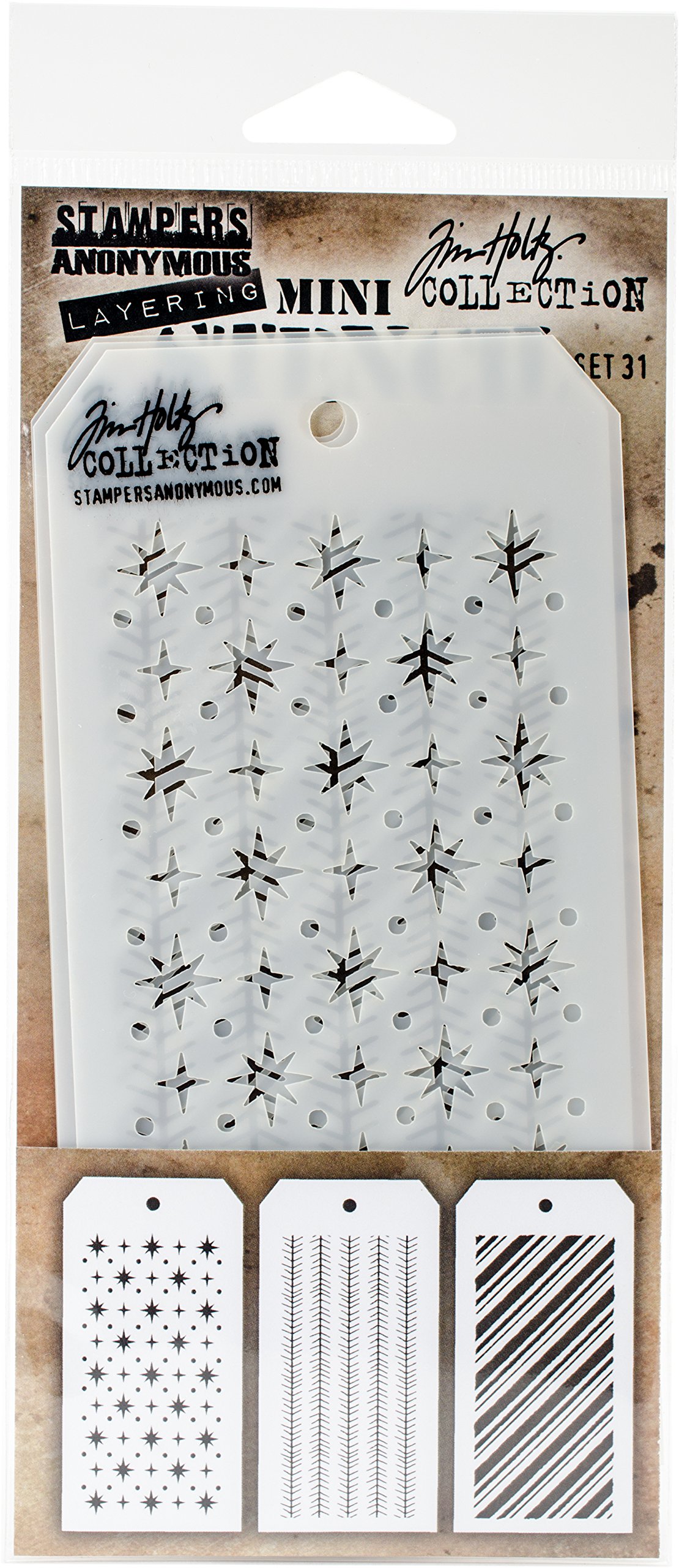 Stampers Anonymous Tim Holtz Mini Layered Stencil Set, Multi-Colour, 22.86 x 10.16 x 0.25 cm