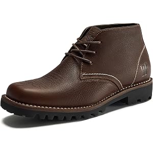 WELTFORGE Men's Cowboy Boots Square Toe Leather Welt Western Boots Lightweight Rubber Sole Chukka Boots