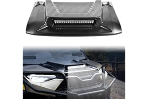 SAUTVS Sport Hood Scoop with LED Spotlight for Ranger XP 1000/Crew, Carbon Fiber Pattern Hood Scoop with LED Auxiliary Light Kit for Polaris Ranger XP 1000/ Ranger 1000 XP Crew 2018-2024 Accessories