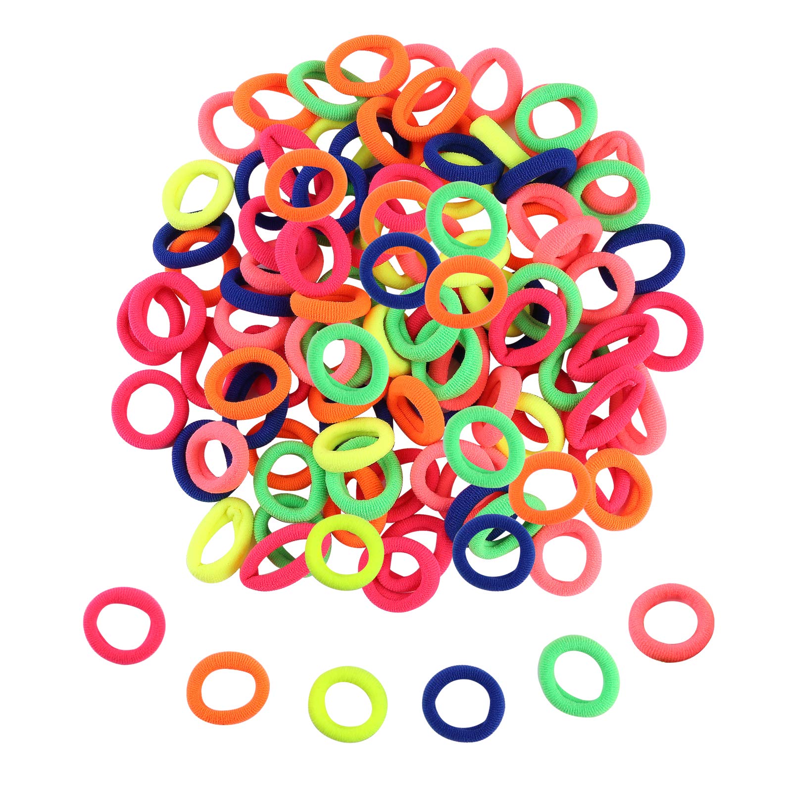 Mini Hair Bands for Girls, Zingso 100 Pieces Colored Soft Small Tiny Elastic Hair Ties Rubber Bands Hair Bands Ponytail Holders for Baby Kids Girls