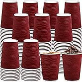 RXLWYUNLAE 120 Pack Paper Coffee Cups, 12 oz Disposable Coffee Cups,Corrugated Insulated Ripple Wall, Paper Ripple Cups for Coffee, Hot Chocolate and Hot Tea Drinks - Red
