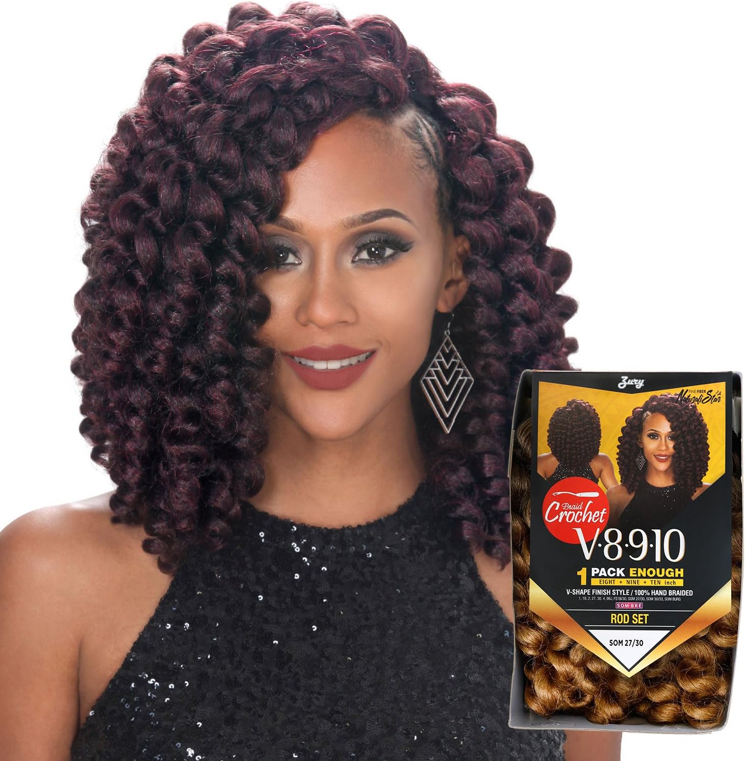 Royal Zury Synthetic Hair Crochet Braids V8.9.10 Rod Set 1Pack Enough (99J)
