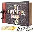 INNOCHEER Adventure Book with Embossed Cover, Large 12.3 x 8.3 Inch 80 Pages Scrapbook Album, Gifts for Thanksgiving Day, Christmas, Anniversary, Family Memory