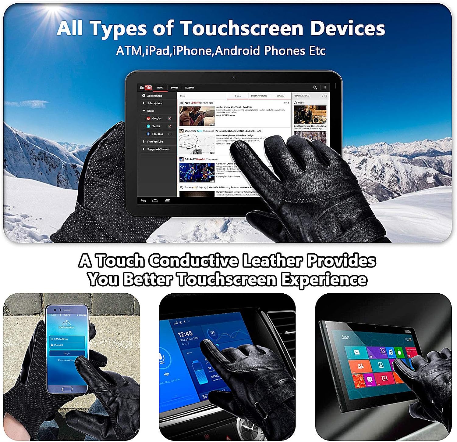 Touch Screen Winter Snow Gloves Waterproof & Windproof for Motorcycle,Cycling,Riding,Snow Sports, -20°F Cold Proof Cold Weather Gloves Warm Thermal Gloves for Men and Women Black: Clothing