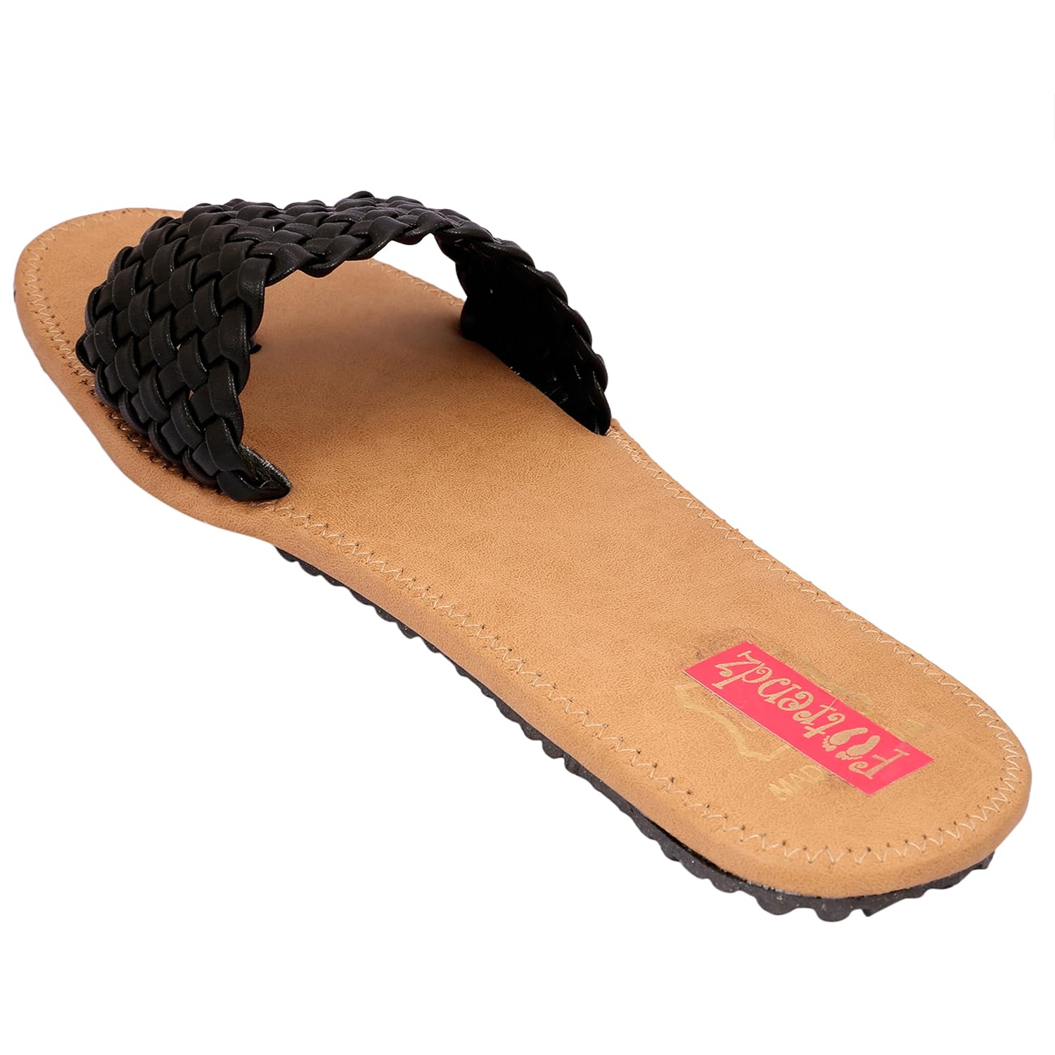 footrendz women's faux leather attractive knitted flats