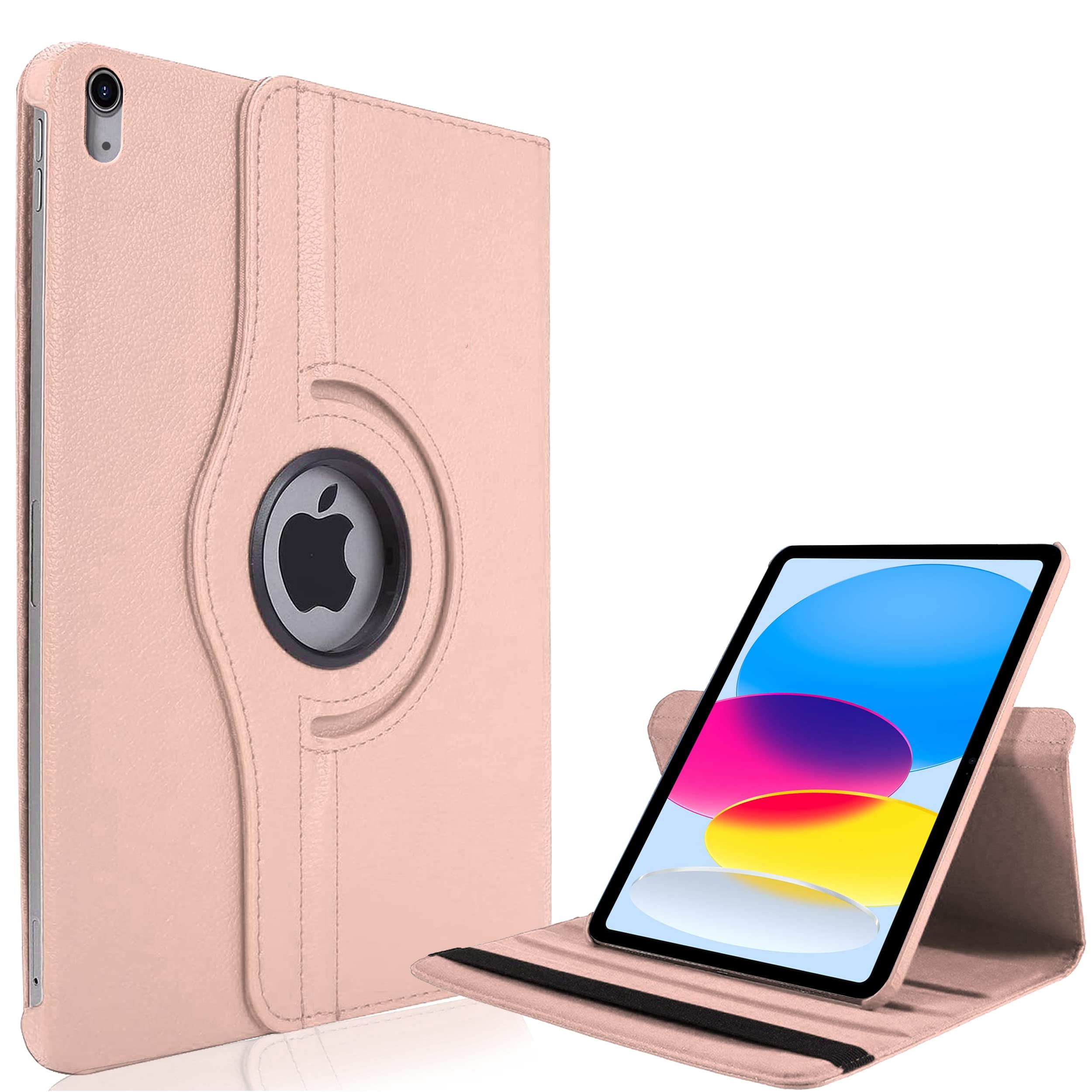 KONDUWANA 10.9 Inch iPad 10th Generation Case 2022 | iPad 10th Gen Premium PC and PU Leather 360° Rotate Case (Rose Gold)