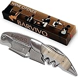 Professional Waiters Corkscrew by Barvivo - This Bottle Opener for Beer and Wine Bottles is Used by Waiters, Sommelier and Bartenders Around the World. Made of Stainless Steel and White Resin.
