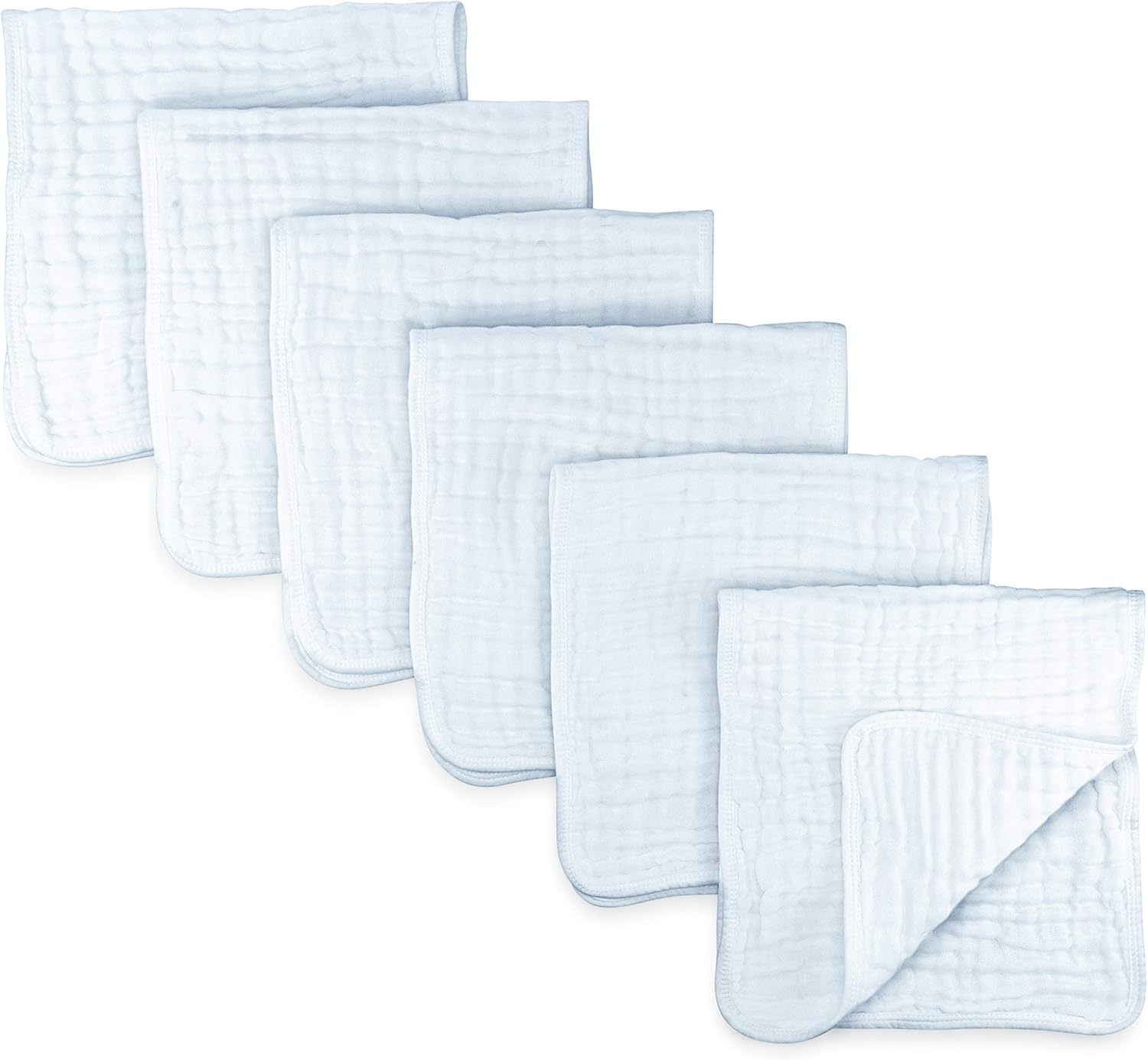 Muslin Burp Cloths 6 Pack Large 100 Cotton Hand Washcloths 6 Layers Extra Absorbent and Soft