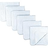 Comfy Cubs Muslin Burp Cloths 6 Pack Large 100% Cotton Hand Washcloths 6 Layers Extra Absorbent and Soft (White)