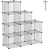 C&AHOME Wire Cube Storage - 9-Cube Organizer, Metal Grids, Modular Bookshelf, Closet Cabinet, Ideal for Home, Living Room, Office - 36.6'L x 12.4'W x 48.4'H Black