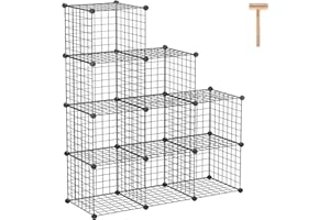 C&AHOME Wire Cube Storage - 9-Cube Organizer, Metal Grids, Modular Bookshelf, Closet Cabinet, Ideal for Home, Living Room, Office - 36.6'L x 12.4'W x 48.4'H Black