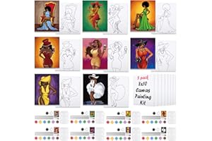 NUBERLIC 8 Pack Pre Drawn Canvas for Painting Sip and Paint Kit for Adults Kids Paint and Sip Kit for Adult Party Supplies, Mother's Day Gift 8x10 Inch