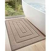 Color&Geometry Bathroom Rugs 30"x17" Non Slip with Rubber Backing,Absorbent Washable Bath Mat Quick Dry Bath Mat for Bathroom,Soft Bathmat Microfiber Plush Carpet for Bathtub and Shower Floor,Tan