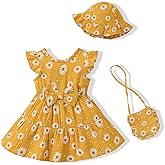 Renotemy Infant Baby Girl Dresses Toddler Girl Clothes Summer Outfits Casual Cotton Linen Sundress Gifts for Girls 3Months-3T
