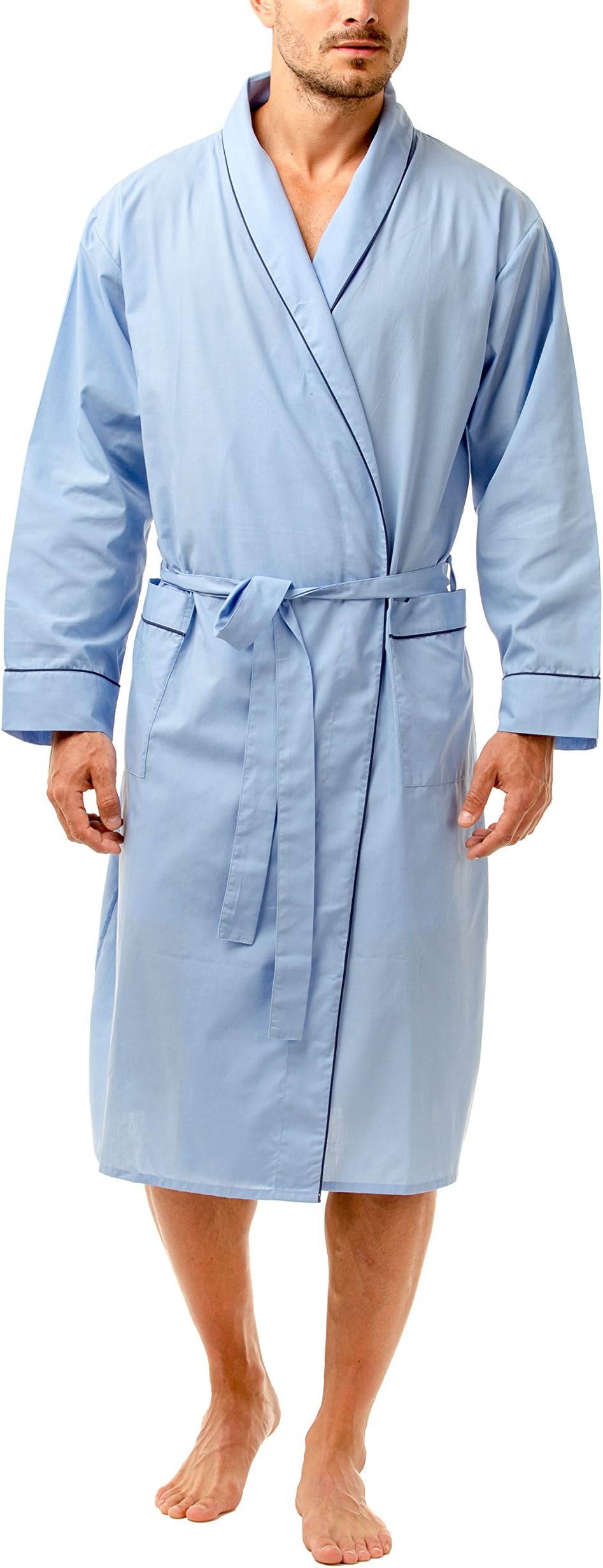 Haigman Men's Easy Care Dressing Gown Bath Robe with Cotton Sleepwear Nightwear