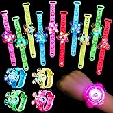24 Pack Light Up Fidget Spinner Bracelet, Party Favors for Kids 4-8 8-12, Glow in the Dark Halloween Goodie Bags Stuffers for Kids, Treasure Box Toys Classroom Prizes, Stocking Stuffers Birthday Gift