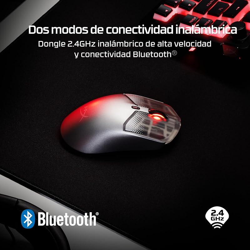 Pulsefire Haste 2 S - Ratón Gaming inalámbrico, Carcasa de magnesio, Ultra-Ligero 64g, batería 120h, Glass Skates, Sensor 26K, Color Plata