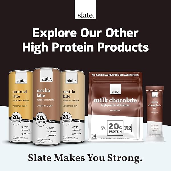 SLATE MILK – HIGH PROTEIN MILK SHAKE – FRENCH VANILLA – LACTOSE FREE, 20G PROTEIN, 1G SUGAR, 100 CALORIES, 1G NET CARBS, NO ADDED SUGAR – NATURAL, BREAKFAST BOOST, POST WORKOUT – 11 FL OZ, 12 CANS