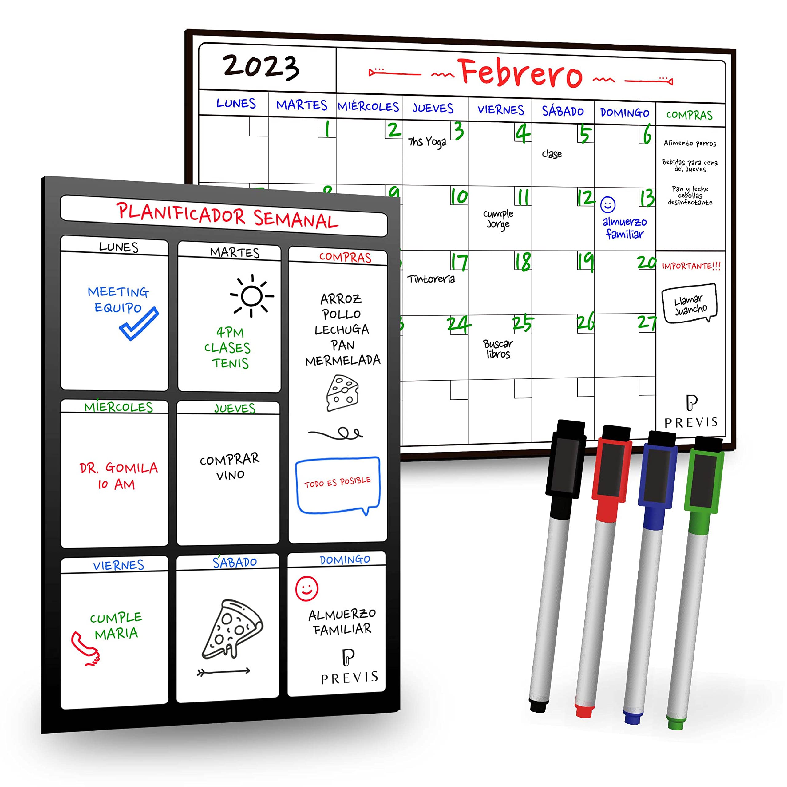 Combo Magnetic Monthly Planner + Magnetic Weekly Planner for Fridge and Desk - Organiser with Magnet - Jorn Adaplaner, Shopping, Rutina, Studio, Work