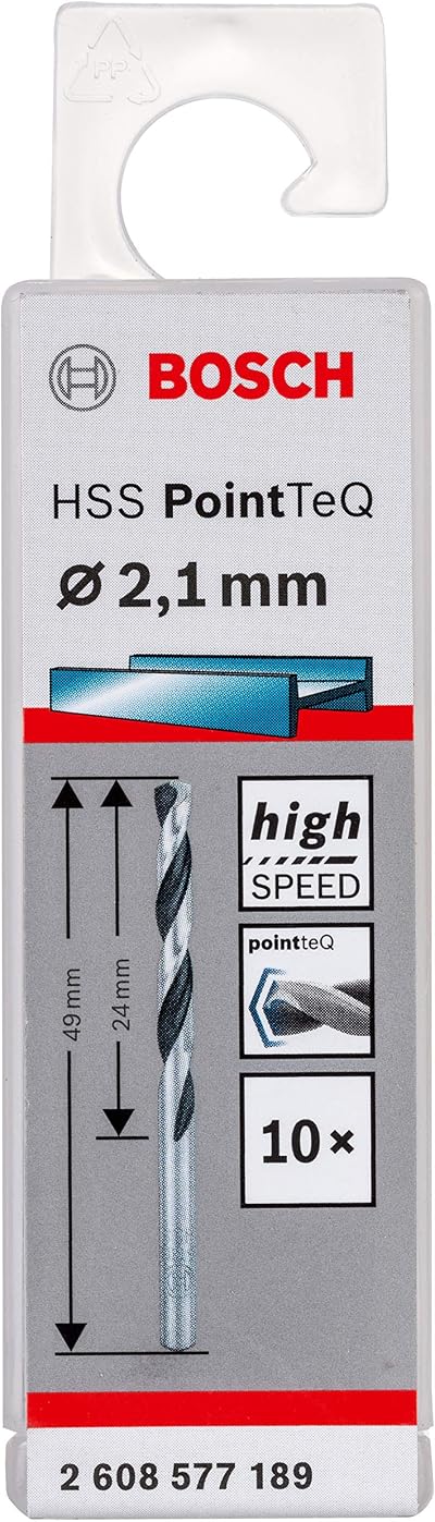 Bosch 10pc PointTeQ HSS Twist Drill Bits 2.1x24x49 mm Metal