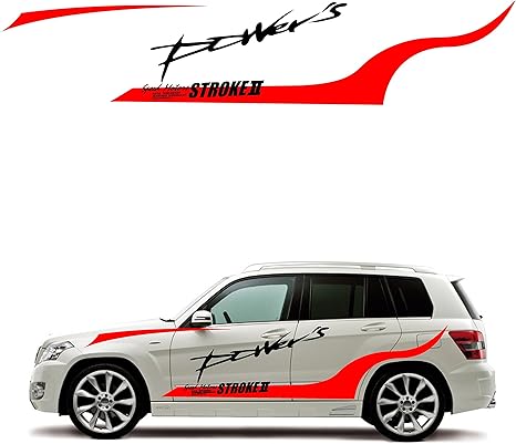 Amazon カッティングステッカー Power S 愛車にスポーティなデザインの転写式車ドアステッカー 左 車 バイク 車 バイク