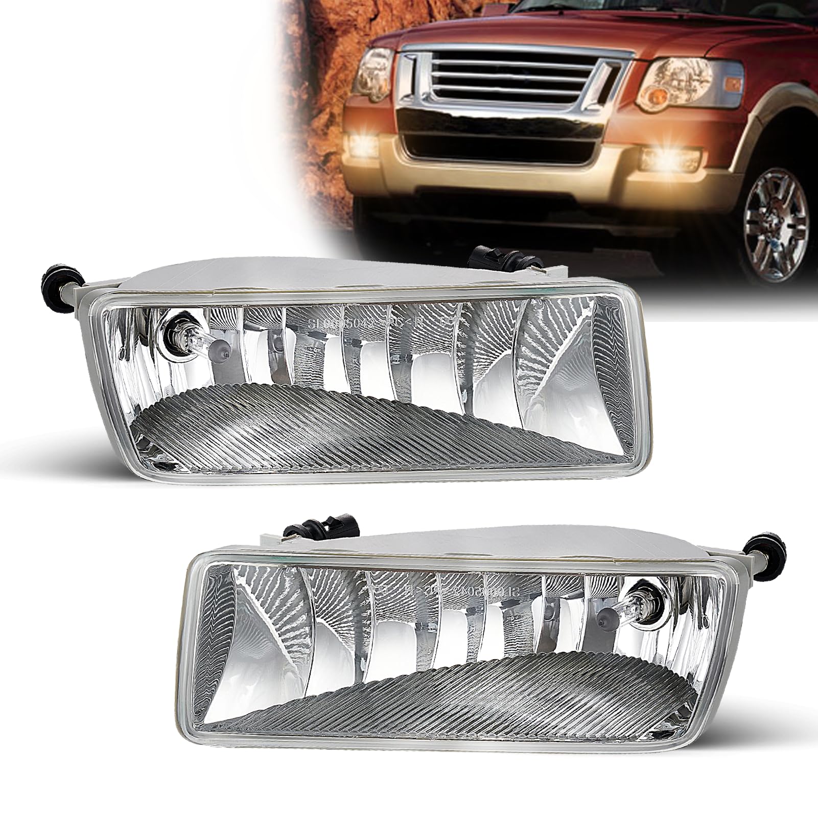 Photo 1 of SPIEGEER Fog Lights Assembly for 2006 2007 2008 2009 2010 Ford Explorer Replacement Lamps Kit with H10 12V 42W Halogen Bulbs ?Clear Lens