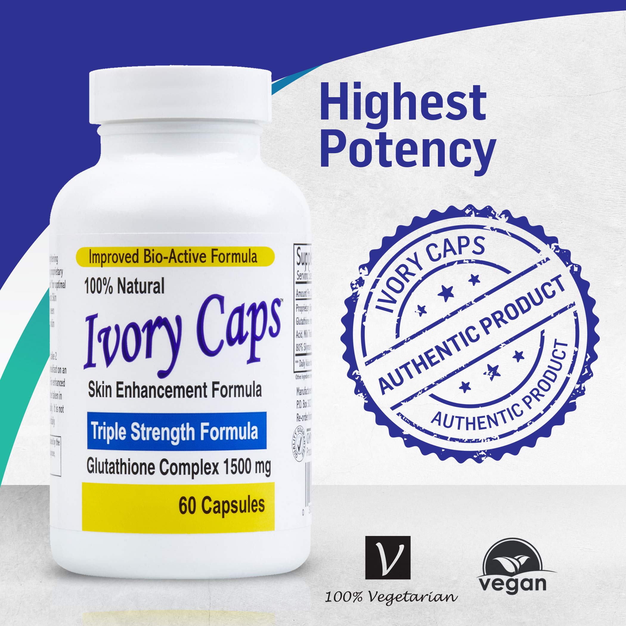 Ivory Caps Maximum Potency 1500 mg Glutathione Skin Whitening Pills