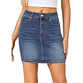 KIFOVEN Women's Mini Denim Skirt High Waisted Casual Stretch Slim Fit Jean Skirt