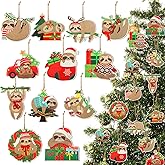 Woanger 24 Pcs Sloth Christmas Ornaments Bulk Wooden Miniature Sloth Christmas Tree Ornaments Wood Hanging Xmas Tree Decorations Figurines Animal Lover Gifts for Xmas Home Festival Party Supplies