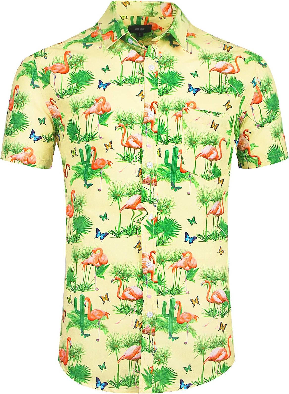 NUTEXROL Mens Hawaiian Shirts Standard-Fit Cotton/Polyester Palm Tree Printed Beach Wear