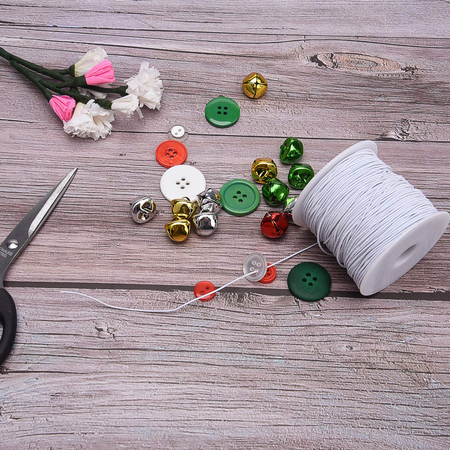 0.8 mm Elastic String Cord Thread Cords for Jewelry Making Bracelets Beading, 109 Yards, White
