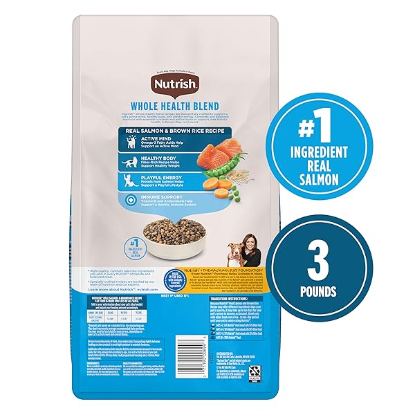 NUTRISH DRY CAT FOOD, REAL SALMON & BROWN RICE RECIPE WHOLE HEALTH BLEND, 3 LB. BAG (RACHAEL RAY)
