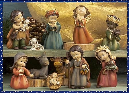 Immagini Nativita Natale.Idea Natale Presepe Nativita Gruppo Statue Di Bambini In Resina Decorata 11 Soggetti Cm 13 Amazon It Casa E Cucina