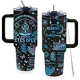 TNASURHUS 40oz Book Lover Tumbler with Handle and Straw, Insulated Stainless Steel Gift for Readers, Book Reader Gifts for Women, Christmas, Birthday Gift for Women, Friends, and Mothers