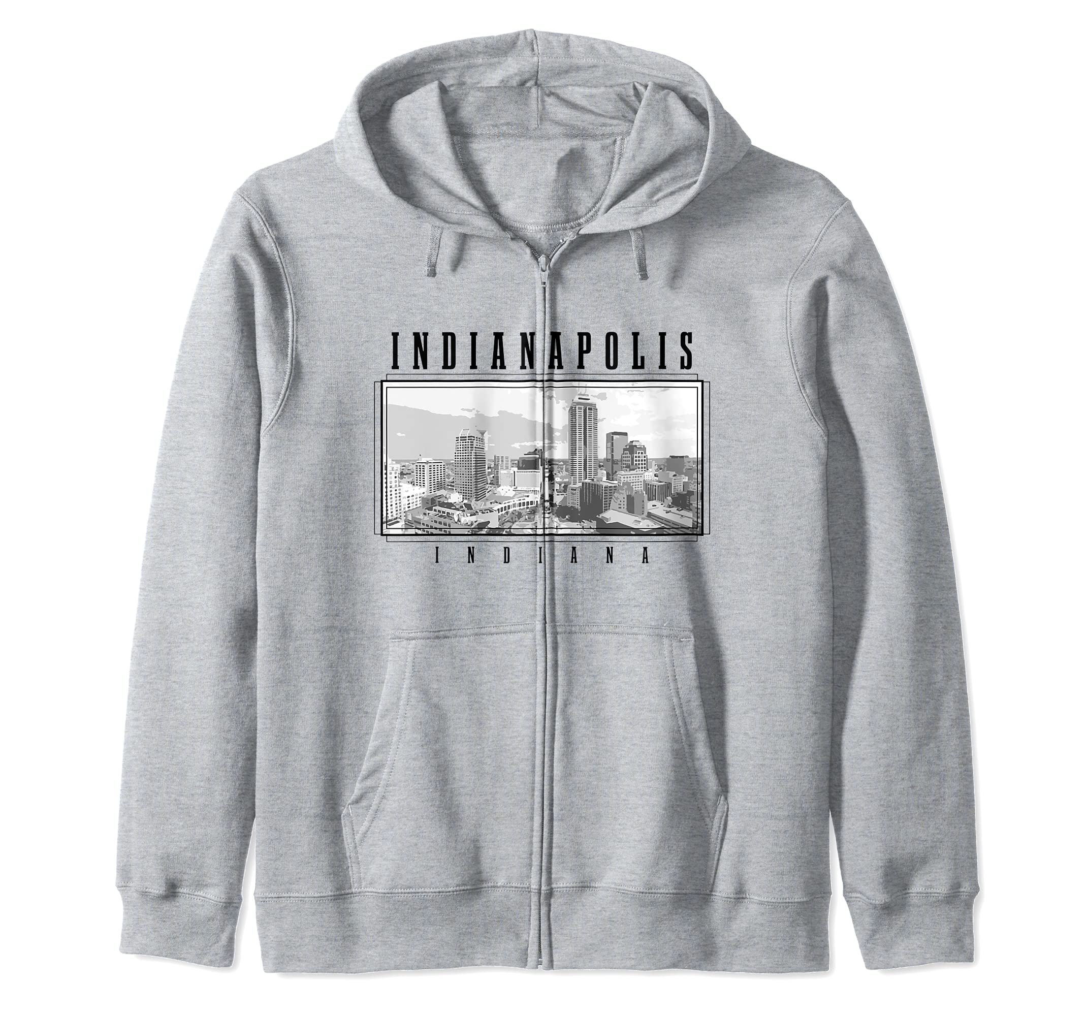 Indianapolis Indiana Vintage Skyline Zip Hoodie