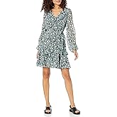 Karl Lagerfeld Paris Womens Floral Tie Ruffle Dress