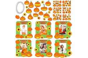 Blueweenly 24 Sets Pumpkin Magnet Picture Frames Crafts for Kids Felt Pumpkin Photo Frames Fall Magnet Art and Craft DIY Project for Fall Thanksgiving Halloween Favors Gifts Game Classroom Activities