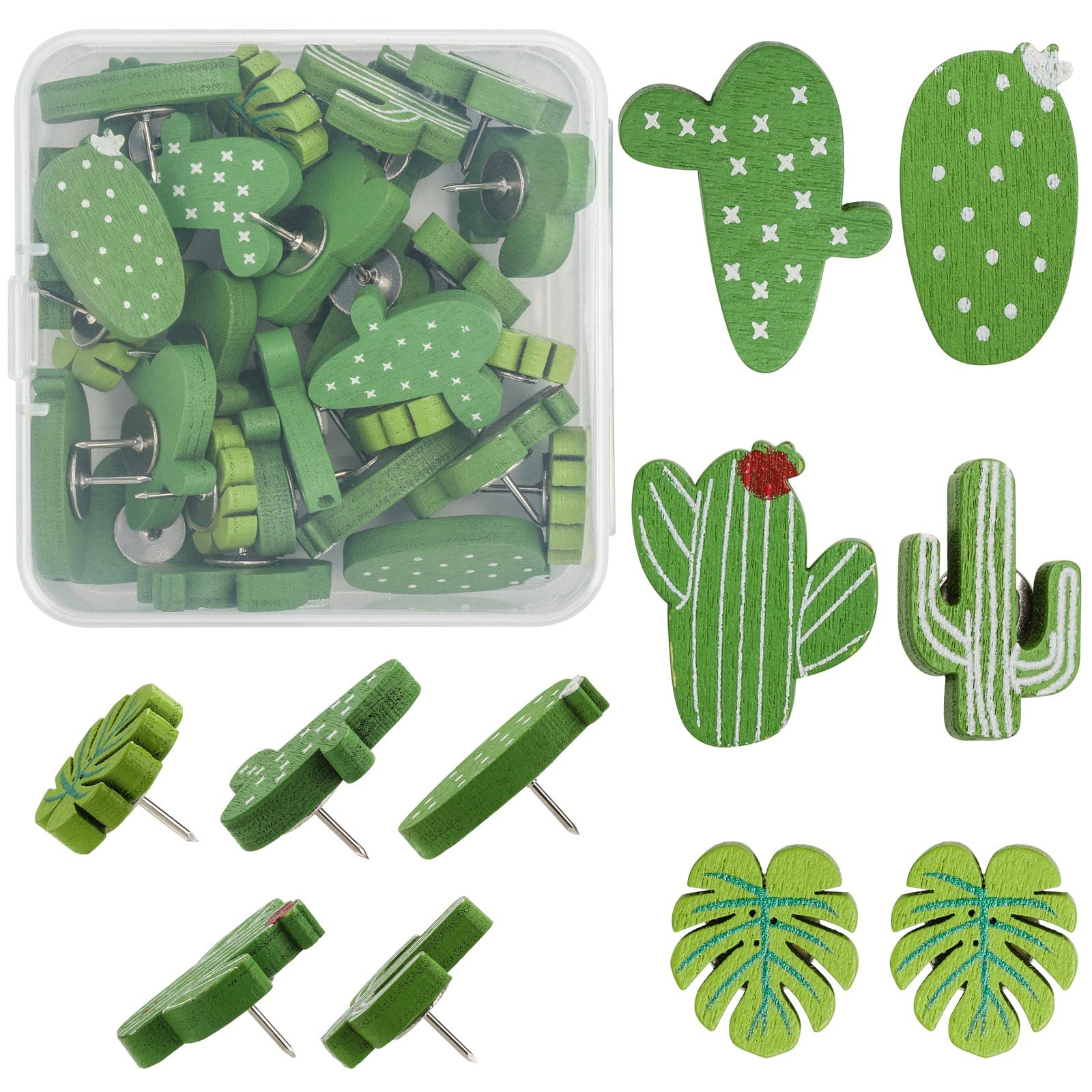 Allbests Push Pins 30Pcs Cactus Decorative Wood Metal Push Pins for Cork Board