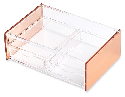 Buy Rose Gold Organizer Flip Top 2 Draws For Cosmetics Makeup