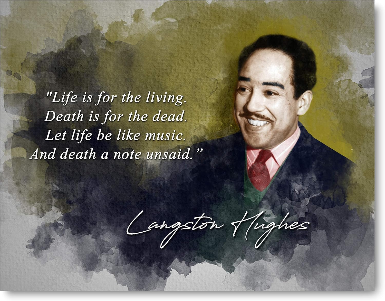 Ramini Brands Langston Hughes Let Life Be Like Music Inspirational Quote - 8 x 10 Unframed Print - Decorative Wall Art for Bedrooms, Offices, Living Rooms - Great Gift for Poetry Lovers