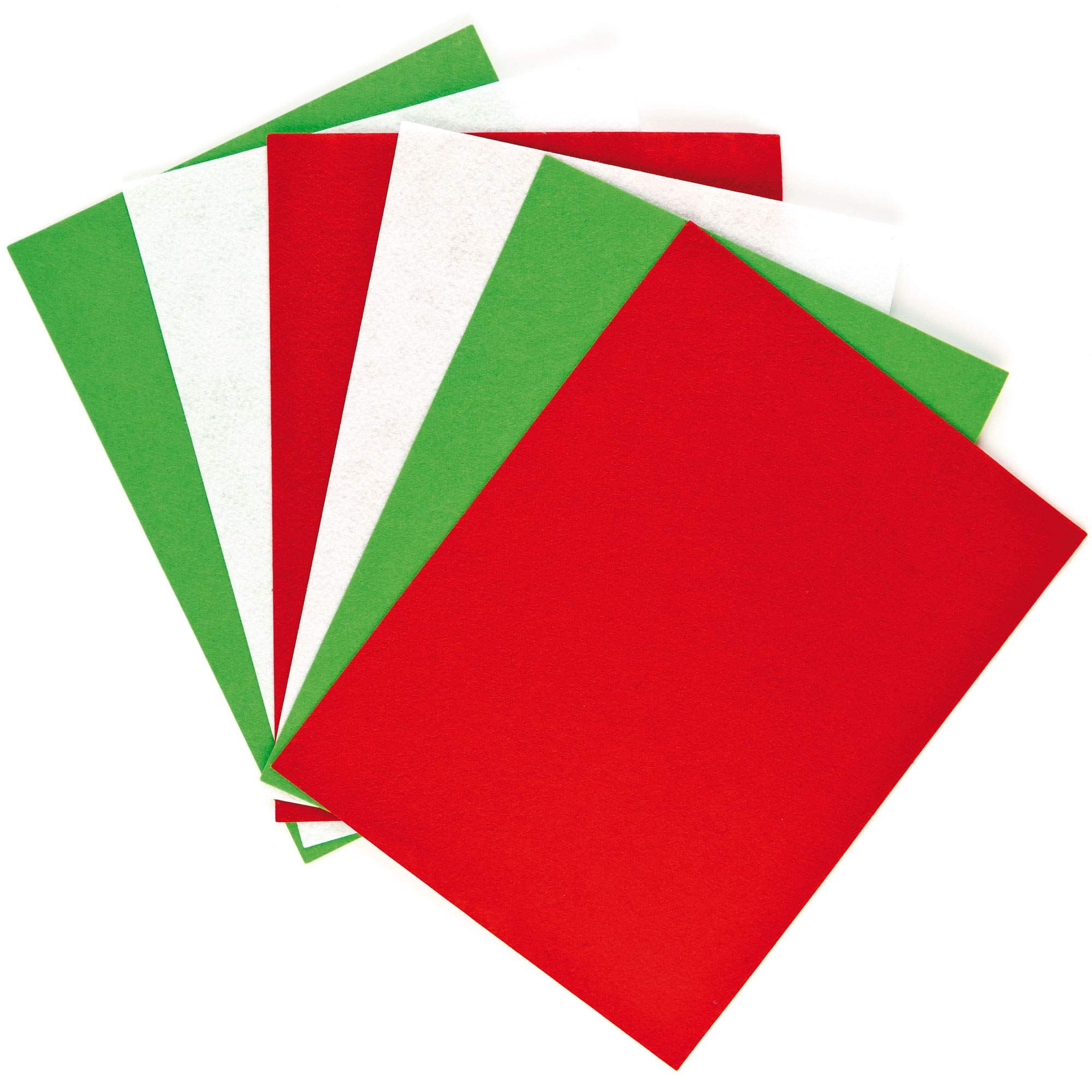 Baker Ross EX764 Felt Craft Festive Felt - Pack of 10, Red, Green & White For Kids To Decorate, Arts & Crafts, Festive