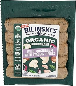 Bilinski, Organic Wild Mushroom Chicken Sausage, 12 Ounce