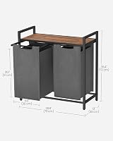 VASAGLE 2-Compartment Laundry Hamper with Shelf 92 L Slate Grey Rustic Brown view 7