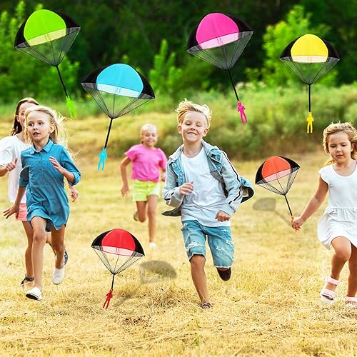 JX 6Pcs Parachute Toy, Tangle Free Throwing Parachute Toys, Hand