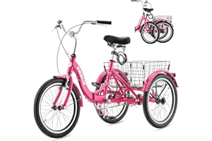 VIRIBUS BIKES VIRIBUS Folding Adult Tricycle, 20 inch Folding Tricycle for Adults with Lock, 7 Speed 3 Wheel Bike, Foldable Trike Collapsible Three Wheel Bike for Men Women Senior, 330lb.