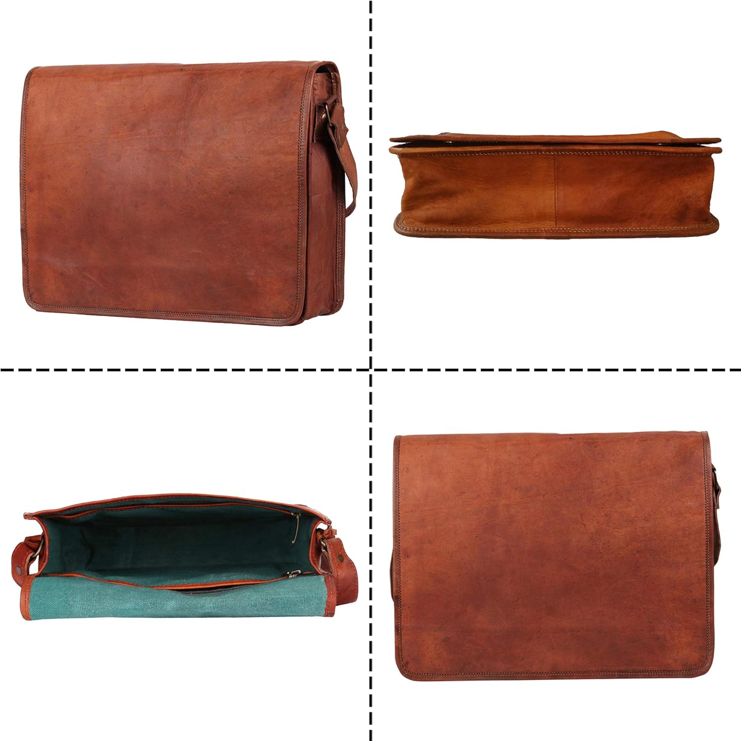 Rustic Town 15 inch Vintage Crossbody Genuine Leather Laptop Messenger Bag: Shoes