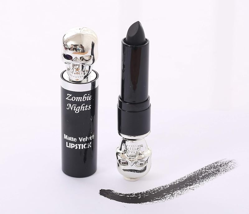 Saffron LONDON Zombie Nights Matte Velvet Lipstick 01 True Ebony Creamy Finish